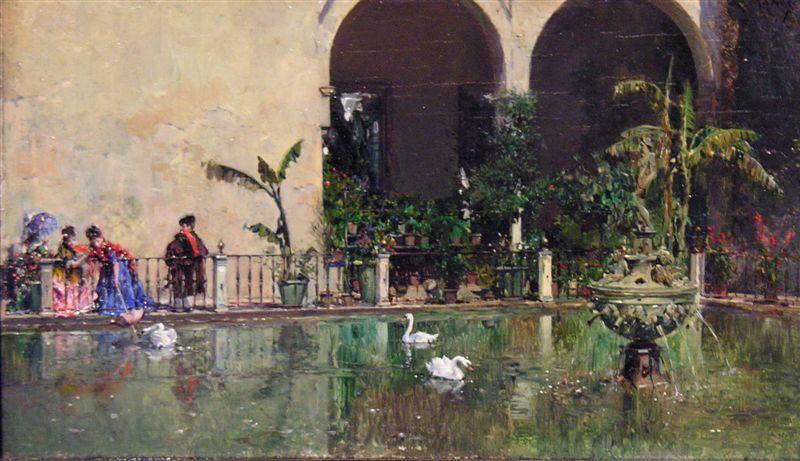 Raimundo Madrazo Estanque en los jardines del Real Alcazar de Sevilla Spain oil painting art